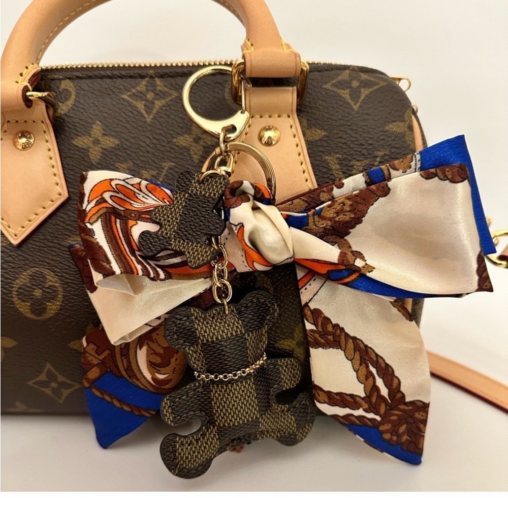 Teddy Bear Keycharm with Silk Twilly